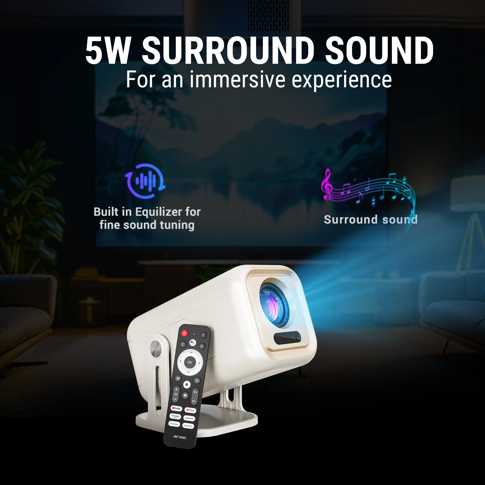 Ant Esports Projector View690 (USB| HDMI | AUX) White view 4